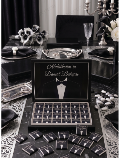 Söz, Nişan & Nikah - Damat Bohçası Çikolatası: Siyah Etiket