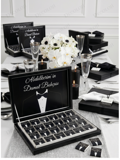 Söz, Nişan & Nikah - Damat Bohçası Çikolatası: Siyah Etiket
