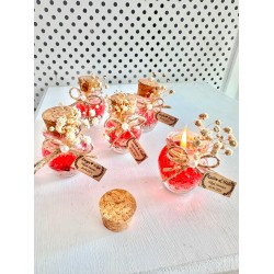 Alyans Baskılı Cam Şişe & Kırmızı Jel Mum Hediyelik Alyans Baskılı Cam Şişe & Kırmızı Jel Mum Hediyelik