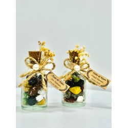 Jüt İp Süslemeli Cam Şişe & Draje Çikolata Hediyelik Jüt İp Süslemeli Cam Şişe & Draje Çikolata Hediyelik