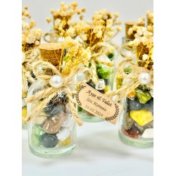 Jüt İp Süslemeli Cam Şişe & Draje Çikolata Hediyelik Jüt İp Süslemeli Cam Şişe & Draje Çikolata Hediyelik