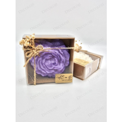 Jüt İp Süslemeli Mor Şakayık Mum Hediyelik