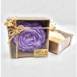 Jüt İp Süslemeli Mor Şakayık Mum Hediyelik