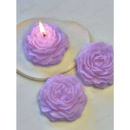 Nikah Şekeri - Jüt İp Süslemeli Mor Şakayık Mum Hediyelik