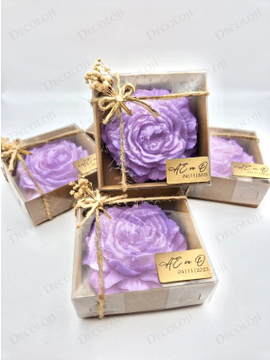 Jüt İp Süslemeli Mor Şakayık Mum Hediyelik