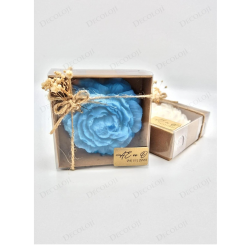 Jüt İp Süslemeli Mavi Şakayık Mum Hediyelik