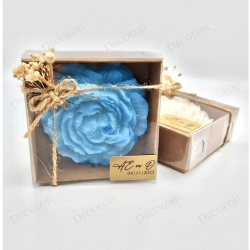 Jüt İp Süslemeli Mavi Şakayık Mum Hediyelik