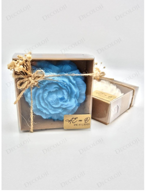 Jüt İp Süslemeli Mavi Şakayık Mum Hediyelik