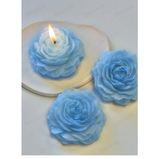 Nikah Şekeri - Jüt İp Süslemeli Mavi Şakayık Mum Hediyelik