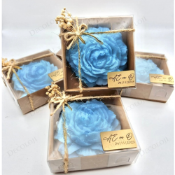 Jüt İp Süslemeli Mavi Şakayık Mum Hediyelik