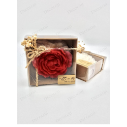 Jüt İp Süslemeli Kırmızı Şakayık Mum Hediyelik