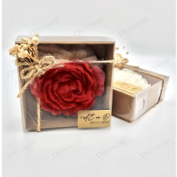 Jüt İp Süslemeli Kırmızı Şakayık Mum Hediyelik