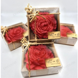 Jüt İp Süslemeli Kırmızı Şakayık Mum Hediyelik