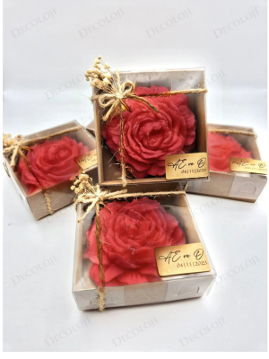 Jüt İp Süslemeli Kırmızı Şakayık Mum Hediyelik