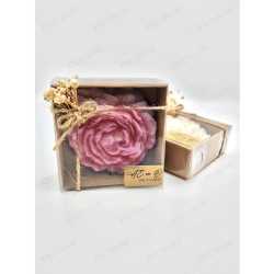 Jüt İp Süslemeli Pembe Şakayık Mum Hediyelik