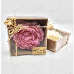 Jüt İp Süslemeli Pembe Şakayık Mum Hediyelik