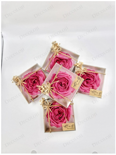 Nikah Şekeri - Jüt İp Süslemeli Pembe Şakayık Mum Hediyelik