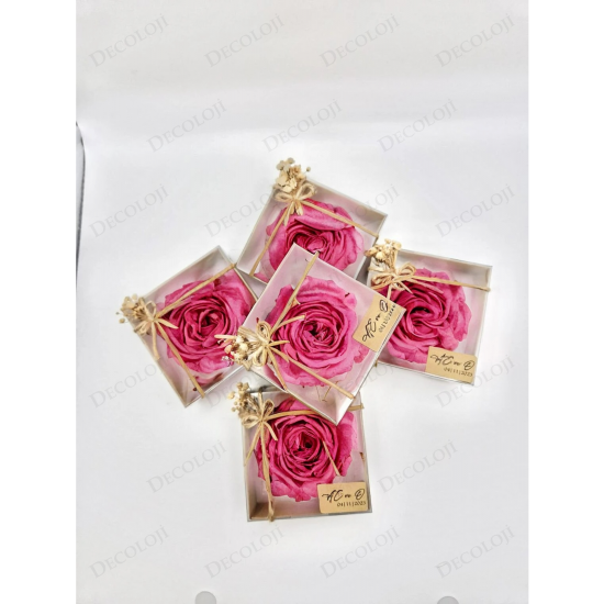 Nikah Şekeri - Jüt İp Süslemeli Pembe Şakayık Mum Hediyelik