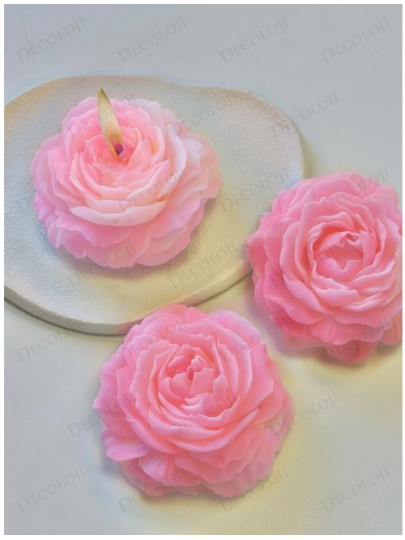 Nikah Şekeri - Jüt İp Süslemeli Pembe Şakayık Mum Hediyelik