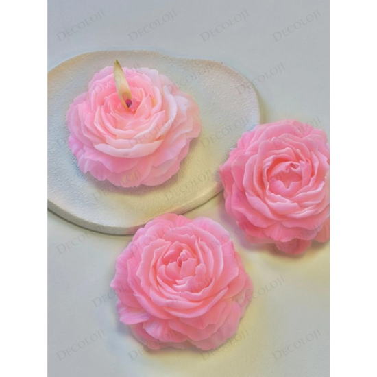 Nikah Şekeri - Jüt İp Süslemeli Pembe Şakayık Mum Hediyelik