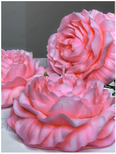 Nikah Şekeri - Jüt İp Süslemeli Pembe Şakayık Mum Hediyelik