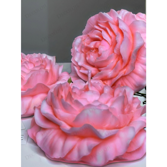 Nikah Şekeri - Jüt İp Süslemeli Pembe Şakayık Mum Hediyelik