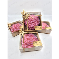 Jüt İp Süslemeli Pembe Şakayık Mum Hediyelik