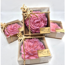 Jüt İp Süslemeli Pembe Şakayık Mum Hediyelik