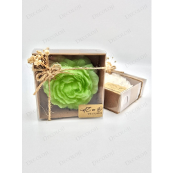 Jüt İp Süslemeli Yeşil Şakayık Mum Hediyelik