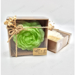 Jüt İp Süslemeli Yeşil Şakayık Mum Hediyelik