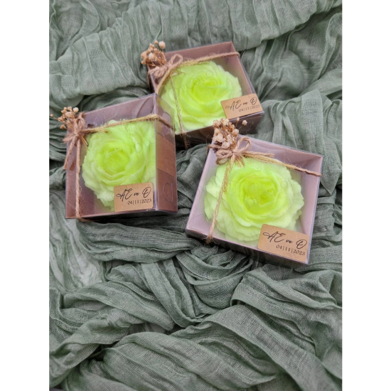 Nikah Şekeri - Jüt İp Süslemeli Yeşil Şakayık Mum Hediyelik