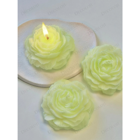 Nikah Şekeri - Jüt İp Süslemeli Yeşil Şakayık Mum Hediyelik