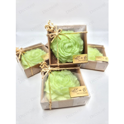 Jüt İp Süslemeli Yeşil Şakayık Mum Hediyelik