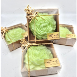 Jüt İp Süslemeli Yeşil Şakayık Mum Hediyelik