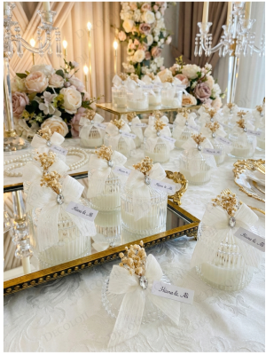 Nopeli Kurdele Süslemeli Mika Kutu Mum Hediyelik