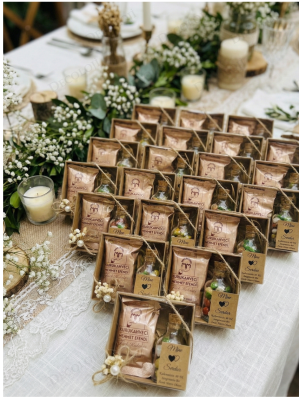 Jüt İp Süslemeli Kahve & Çakıl Taşı Çikolata Set Hediyelik