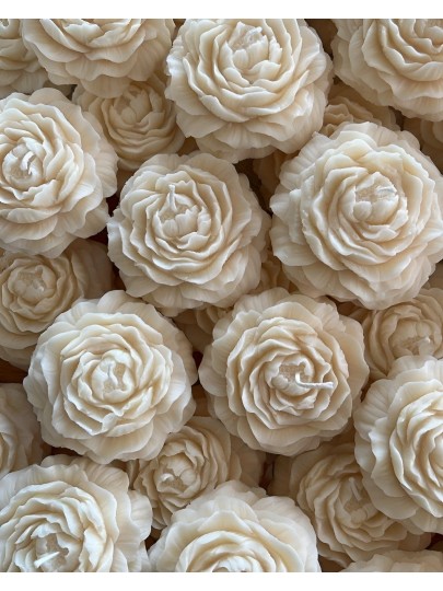 Nikah Şekeri - Jüt İp Süslemeli Beyaz Şakayık Mum Hediyelik