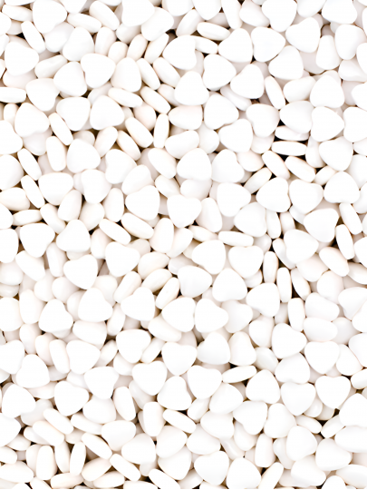 Malzeme - Kalp Şekilli Beyaz Renkli Sıkı Şekerleme Malzeme - Kalp Şekilli Beyaz Renkli Sıkı Şekerleme