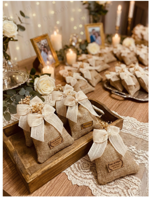 Nopeli Kurdele Süslemeli Lavanta Kokulu Hasır Kese Hediyelik