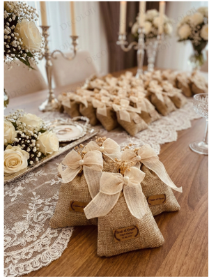 Nopeli Kurdele Süslemeli Lavanta Kokulu Hasır Kese Hediyelik