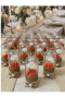 Jüt İp Süslemeli Fanus, Çiçek & Kırmızı Kalp Şeker Hediyelik