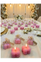 Nikah Şekeri - Jüt İp ve Tül Süslemeli Pembe Bubble Mum Hediyelik