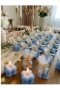 Nikah Şekeri - Jüt İp ve Tül Süslemeli Mavi Bubble Mum Hediyelik