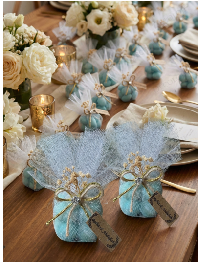 Nikah Şekeri - Jüt İp ve Tül Süslemeli Yeşil Bubble Mum Hediyelik Nikah Şekeri - Jüt İp ve Tül Süslemeli Yeşil Bubble Mum Hediyelik