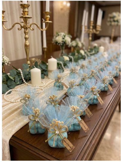 Nikah Şekeri - Jüt İp ve Tül Süslemeli Yeşil Bubble Mum Hediyelik Nikah Şekeri - Jüt İp ve Tül Süslemeli Yeşil Bubble Mum Hediyelik