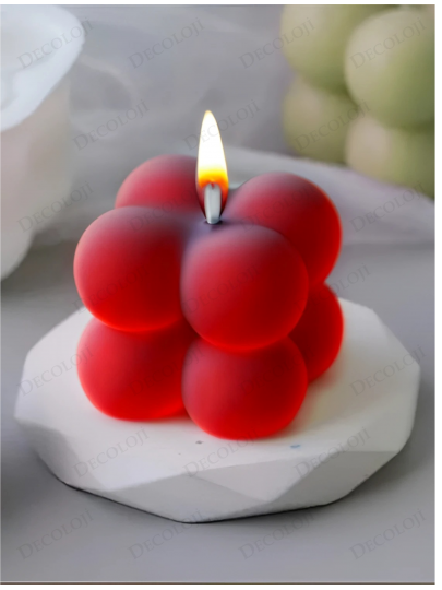 Nikah Şekeri - Kırmızı Bubble Mum