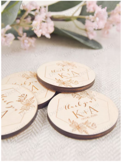 Nikah Şekeri - Yuvarlak MDF Magnet Hediyelik