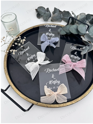 Nopeli Kurdele Süslemeli Şeffaf Çerçeve Pleksi Magnet Hediyelik