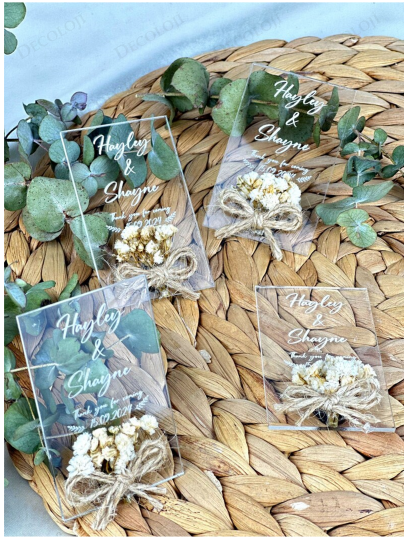 Nikah Şekeri - Jüt İp Süslemeli Şeffaf Çerçeve Pleksi Magnet Hediyelik