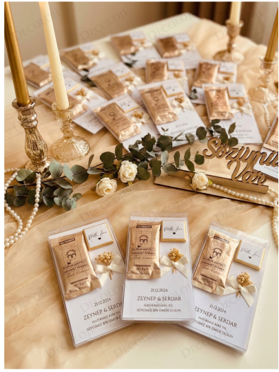 Nikah Şekeri - Kahve, Kart & Çikolata Set Hediyelik